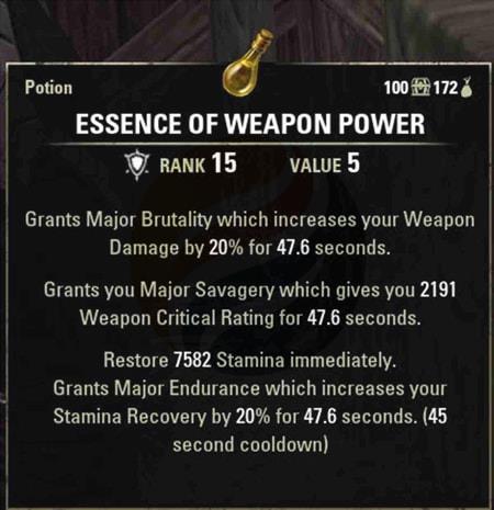 5 Best Potions in ESO - Essence of Weapon Power